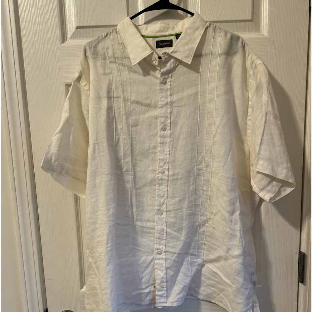 Men’s Claiborne Linen shirt. White XXL